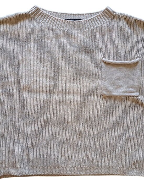 LILLUSORY Sweaters - Lillusory Womens Beige Sleeveless Knit Boxy Fit Sweater Pocket M Cotton Minimali